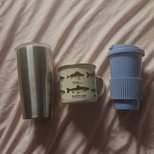 Stainless Steel Tumbler and Fish Print Mug Set